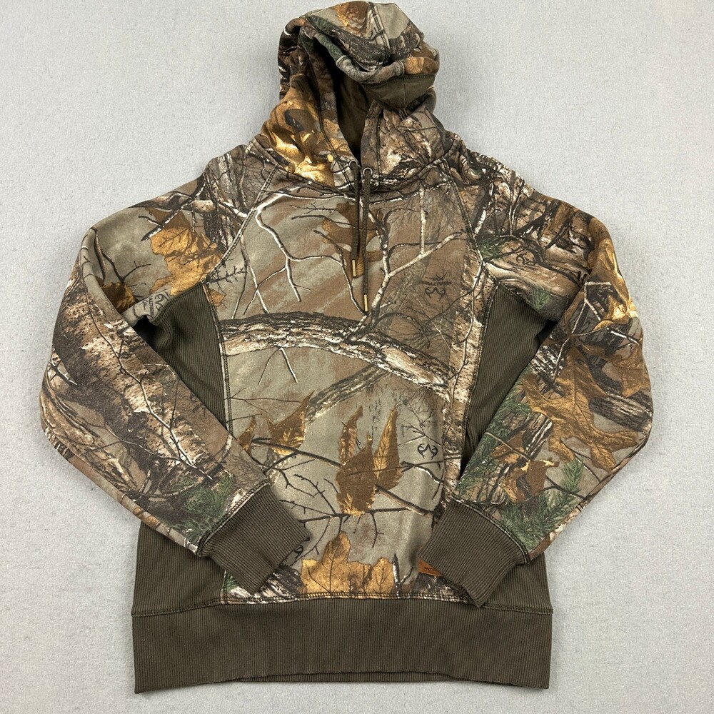 Carhartt Hoodie Women Small Green Brown Camo Leaves Sweatshirt Pullover Pocket S